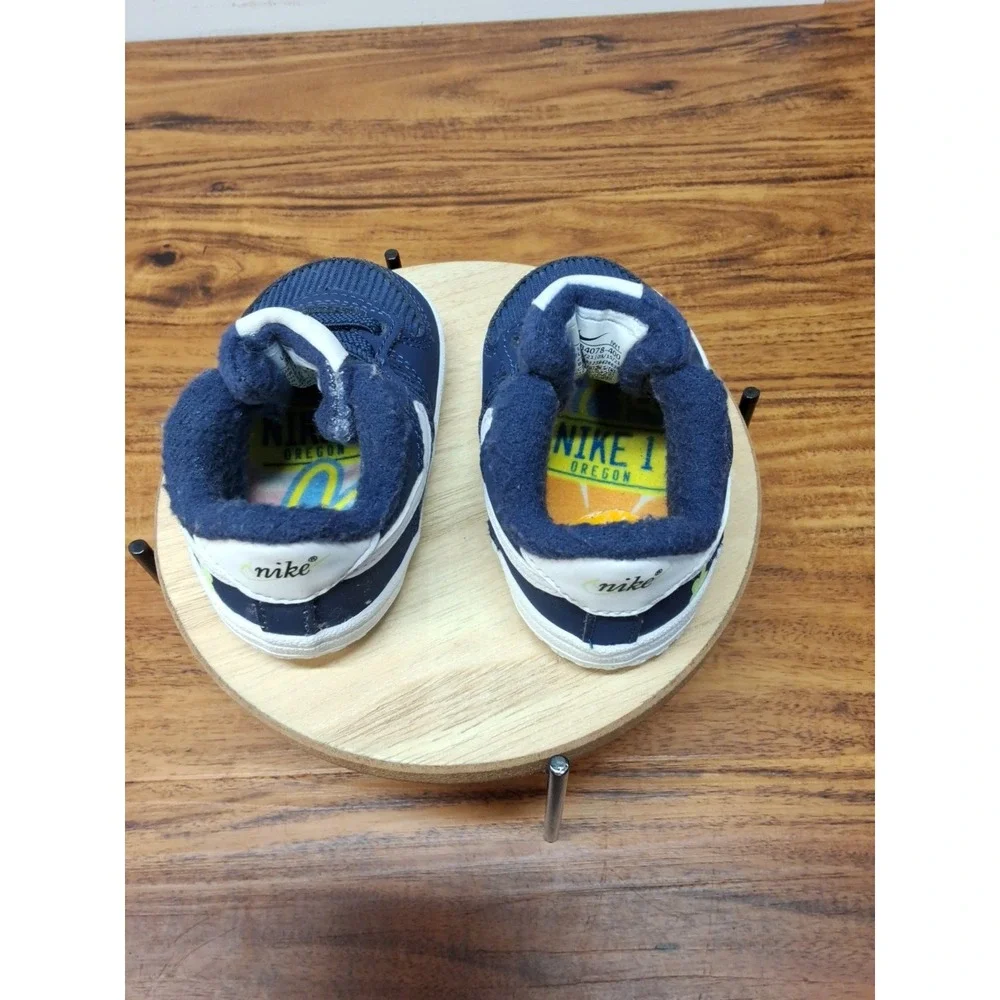 Nike Force 1 SE Booties Oregon Peace Sign Navy Blue White Crib Shoes 3C DB4078